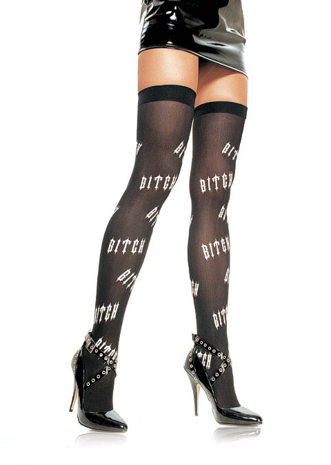 6672P Leg Avenue Stockings, nylon opaque printed thigh highs