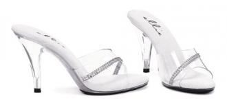 Clear 9 Ellie Shoes E-405-Jesse 4 Heel Clear Mule with Rhinestones