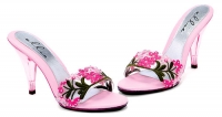 405-Violet Ellie Shoes, 4 inch heel flower mule with rhinestones