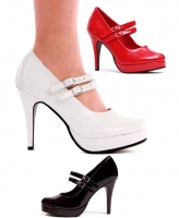 421-Jane Ellie Shoes, 4 Inch high heel 0.75 inch Platform Double Stra