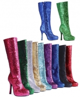 421-Zara Ellie Shoes 4 Inch Heels Inner Zipper Glitter Knee High Boot