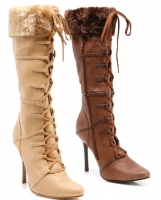 433-Viking Ellie Boots, 4 inch heels with Fur and zipper Knee High Se