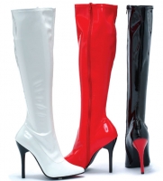 516-Emma Ellie Shoes, 5 inch high heels whit Zipper, Stretch Knee Hig
