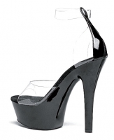 601-Isabel Ellie Shoes, 6 inch stiletto high heels Open Toe Black Pla