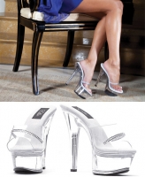 601-Jesse Ellie Shoes, 6 inch stiletto high heels clear Platforms Rhinestones shoes