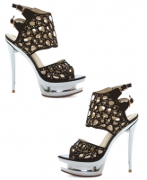 603-Kylie Ellie Shoes, 6 Inch Chrome Stiletto High Heels Mezzo Sandal