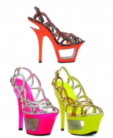 604-Isla Ellie Shoes 6 Inch Neon Stiletto High Heels Black light Shoes