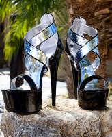 609-Roni Ellie Shoes, 6 Inch Metallic Stiletto High Heels  Sandal