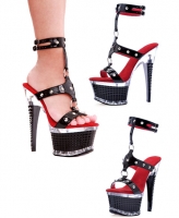 649-Rocker Ellie Shoes, 6 Inch High Heels Open Toe Textured Platforms