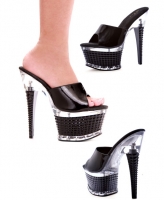 649-Sapphire Ellie Shoes, 6 Inch high heels Mule Slip On textured pla