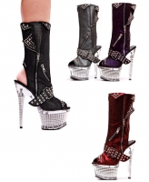 649-Zoe Ellie Shoes, 6 Inch High Heels Open Toe Textured Platforms An