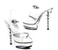 671-Jewel Ellie Shoes, 6 inch Spherical high heels Open Toe Clear Pla