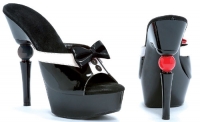 673-Tux Ellie Shoes, 6 Inch High Heels Open Toe Black Platforms Mule