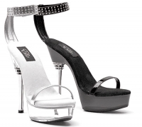 678-Rowena Ellie Shoes, 6 inch Silver Metallic high heels Platforms R