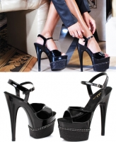 709-Leanne Ellie Shoes, 7 Inch Stiletto High Heels Rhinestone Sandal