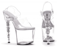 757-Brook Ellie Shoes, 7.5 inch Dice high heels Clear Platforms Ankle