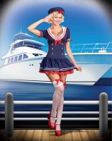 5914 Dreamgirl Costume, Hello Sailor,  Stretch knit ruffle hem an