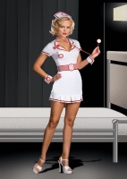 6483 Dreamgirl Costume, Nurse Lotta Meds, Stretch knit dress with ple