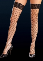 7029 Dreamgirl Stockings, Fence net thigh high with lace top stocking