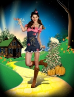 7511 Dreamgirl Costume, Cornfield Cutie Stretch denim and gingham dre