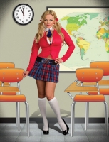 7519 Dreamgirl Costume, British Schoolgirl Stretch microfiber tie top