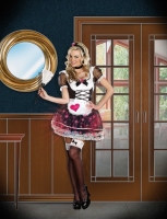 7528 Dreamgirl Costume, Maid Mimi Amore Gloss knit dress with chiffon