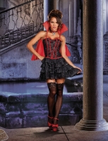 7603 Dreamgirl Costume, Lady is a Vamp Corset styled dress with princ