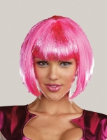 7793 Dreamgirl Wig, Hot Pink Wig Synthetic hair wig in a bob cut.