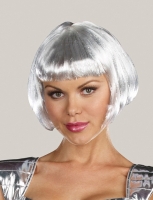 7798 Dreamgirl Wig, Shiny Silver Wig Synthetic Hair Wig In A Bob Cut.