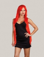 7838 Dreamgirl Wig, Red Devil Wig 40 Inch Long Synthetic Hair Wig.