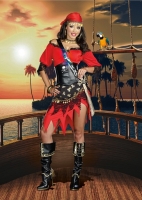8114 Dreamgirl Costume, Rum Punch Pirate Micro suede dress with plaid