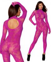 0416 Dreamgirl Seamless floral knitted fishnet catsuit