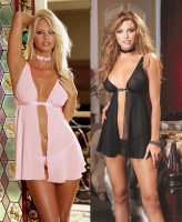 3950 Dreamgirl Lingerie, Chiffon babydoll with adjustable buckle fron