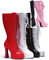 Easy Ellie Boots, 5 inch Chunky high heels Platforms, Zipper Knee Hig