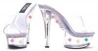 L6-Vanity Ellie Shoes, 6 inch stiletto high heels clear Platforms Mul