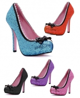 5001 Princess Leg Avenue Shoes, 5 Inch Glitter Heels Pumps Patent Bow