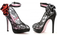 5015 Flor Leg Avenue Shoes, 5 Inch High Heels Pumps Lace Peep Toe Pla