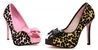 5018 kitty Leg Avenue Shoes, 5 Inch High Heels Pumps Leopard Peep Toe