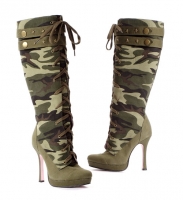 5025 Sergeant Leg Avenue, 4.5 Inch Heels Pumps Canvas Camouflage Knee