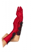 2049 Leg Avenue Gloves, Satin elbow length gloves with lace overlay a