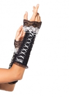 2128 Leg Avenue Gloves, Lace up opaque gauntlet arm warmer with lace