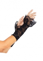 A1955 Leg Avenue Gloves, Stretch lace gauntlet arm warmer with scallo