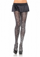 7314 Leg Avenue Pantyhose,  Black silver Foil leopard print tight