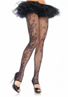 9609 Leg Avenue Leggings,  black Floral net stirrup pantyhose Leg