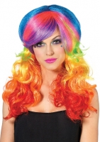 A1977 Leg Avenue Rave Wear, Rainbow Rocker multi-color wig