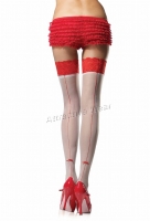1013 Leg Avenue Stockings,  sheer white stockings with red lace t