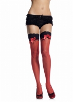 1049 Leg Avenue Stockings, spandex sheer thigh highs with bow and wov