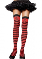 6007 Leg Avenue Stockings, striped thigh highs with skull prints top