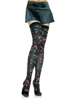6282 Leg Avenue Stockings, cherry print opaque thigh highs Stockings