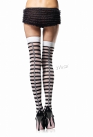 6502 Leg Avenue Stockings,  Striped thigh highs with woven skull